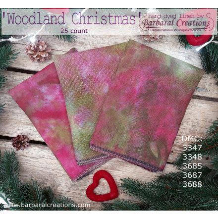 Kézzel festett len hímzővászon 25 count - Woodland Christmas