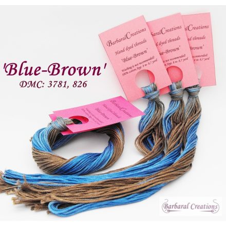 Kézzel festett pamut hímzőfonal - Blue-Brown