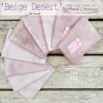 Kézzel festett len hímzővászon 28 ct - Beige Desert 70x58 cm