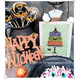 Keresztszemes hímzésminta - Halloween cake