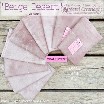 Kézzel festett OPALESCENT len hímzővászon 28 ct - Beige Desert 70x50 cm