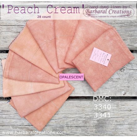Kézzel festett OPALESCENT len hímzővászon 28 ct - Peach Cream