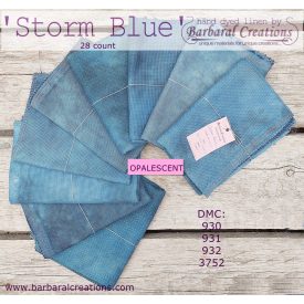   Kézzel festett OPALESCENT len hímzővászon 28 ct - Storm Blue 70x59 cm