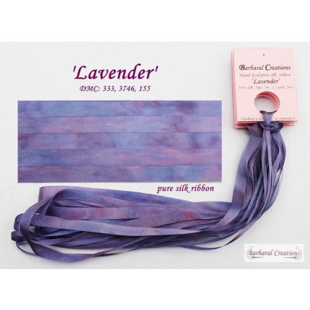 Kézzel festett 100% selyem szalag, 2 mm széles - Lavender