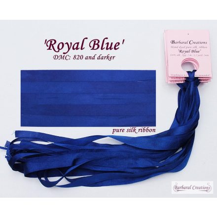 Kézzel festett 100% selyem szalag, 2 mm széles - Royal Blue