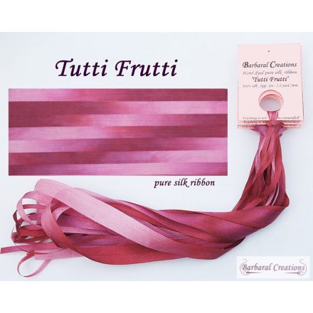 Kézzel festett 100% selyem szalag, 4 mm széles - Tutti Frutti