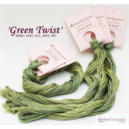 Kézzel festett pamut hímzőfonal - Green Twist