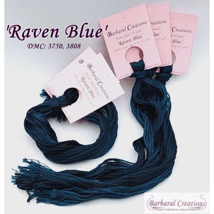 Kézzel festett pamut hímzőfonal - Raven Blue