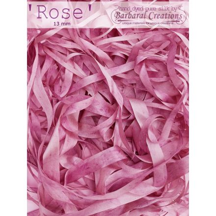 Kézzel festett 100% selyem szalag, 13 mm széles - Rose