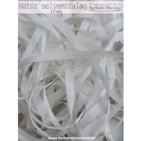 Natúr, festetlen 100% selyem szalag, 13 mm széles 