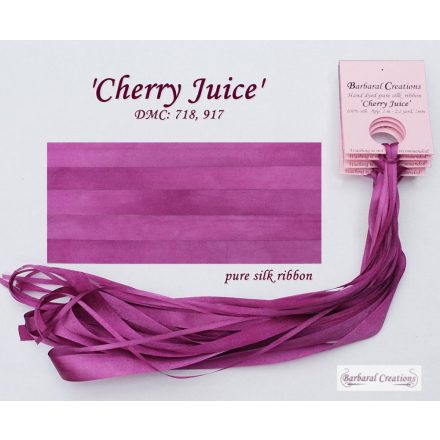 Kézzel festett 100% selyem szalag, 13 mm széles - Cherry Juice