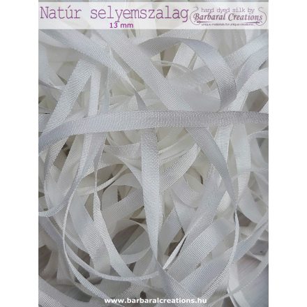 Natúr, festetlen 100% selyem szalag, 13 mm széles 