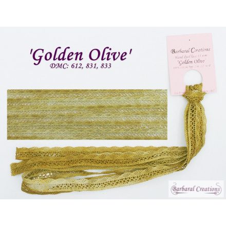 Kézzel festett pamut csipke - Golden Olive