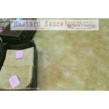 Kézzel festett len hímzővászon 32 ct - Mustard Sauce