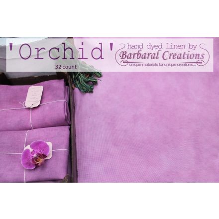 Kézzel festett len hímzővászon 32 ct - Orchid 70x50 cm