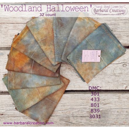 Kézzel festett len hímzővászon 32 ct - Woodland Halloween 70x50 cm