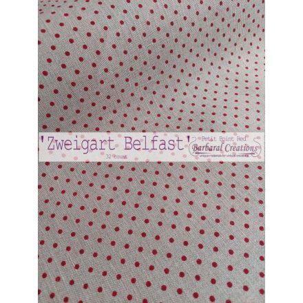 Zweigart  Belfast Petit Point - hímzővászon keresztszemes hímzéshez bordó pöttyös, méterben (140 cm széles)