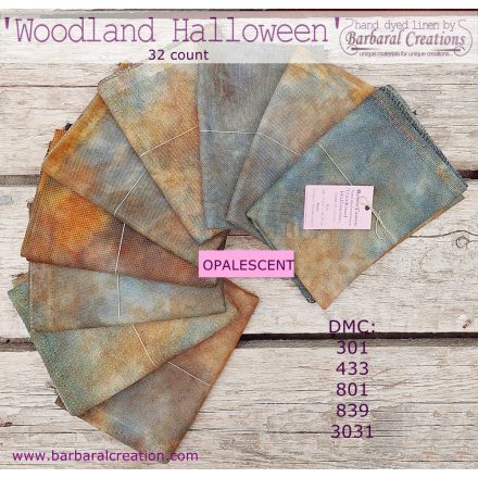 Kézzel festett OPALESCENT len hímzővászon 32 ct - Woodland Halloween 70x50 cm