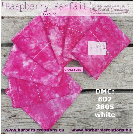Kézzel festett OPALESCENT len hímzővászon 36 ct - Raspberry Parfait 70x50 cm