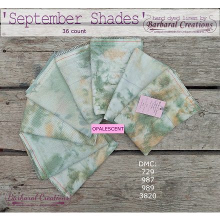 Kézzel festett OPALESCENT len hímzővászon 36 ct - September Shades 70x50 cm