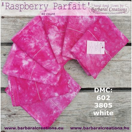 Kézzel festett len hímzővászon 40 ct - Raspberry Parfait 70x50 cm (keresztszemes hímzővászon, modern hímzés alap)