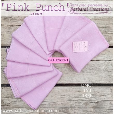 Kézzel festett OPALESCENT pamut hímzővászon 28 ct - Pink Punch