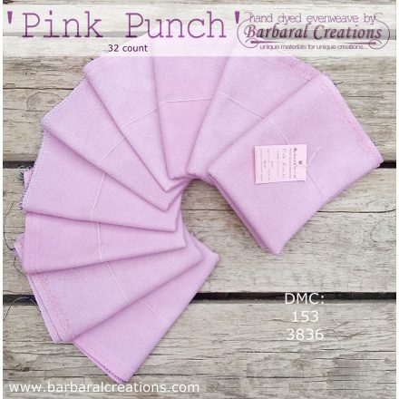 Kézzel festett pamut hímzővászon 32 ct - Pink Punch