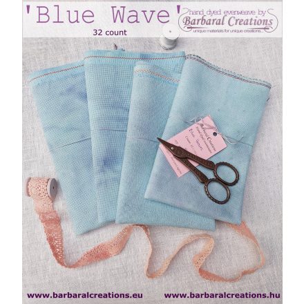 Kézzel festett pamut hímzővászon 32 ct - Blue Wave 42x34 cm