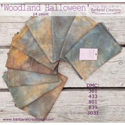 Kézzel festett aida hímzőalap 14 ct - Woodland Halloween