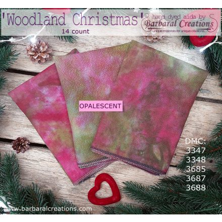 Kézzel festett OPALESCENT aida hímzőalap 14 ct - Woodland Christmas 