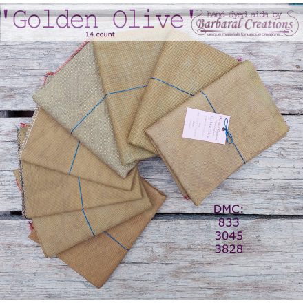 Kézzel festett aida hímzőalap 14 ct - Golden Olive