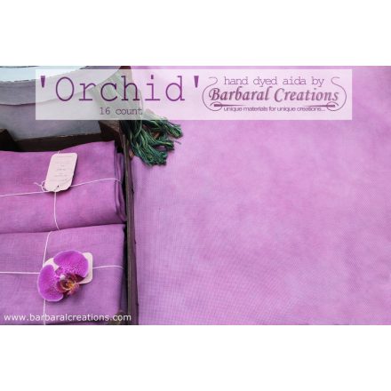 Kézzel festett aida hímzőalap 16 ct - Orchid
