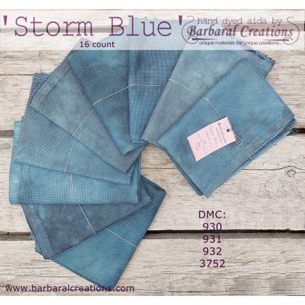 Kézzel festett aida hímzőalap 16 ct - Storm Blue 70x50 cm