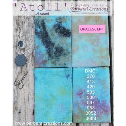 Kézzel festett OPALESCENT aida hímzőalap 14 ct - Atoll 70x50 cm